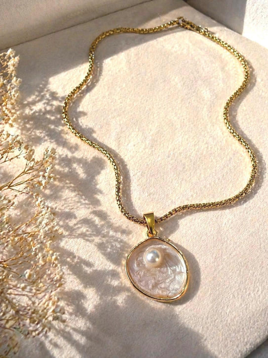 Personalized Pearl Necklace Gold, Initial & Birthstone Charm Necklace, Custom Pendant Jewelry, Gift for Her, Dainty Gold Necklace