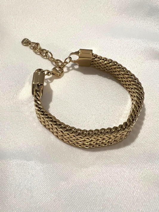 Men’s Stainless Steel Chain Bracelet – Gold or Silver Chunky Waterproof Non-Tarnish Jewelry