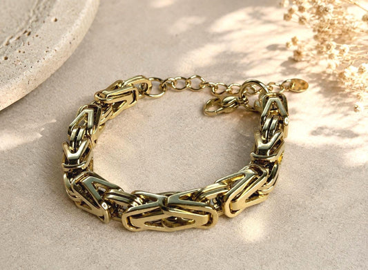 Unisex Chunky Gold Chain Bracelet|14K Gold Plated 316L Stainless Steel|Thick Heavy Adjustable Bracelet|Bold Statement Jewelry for Men Women
