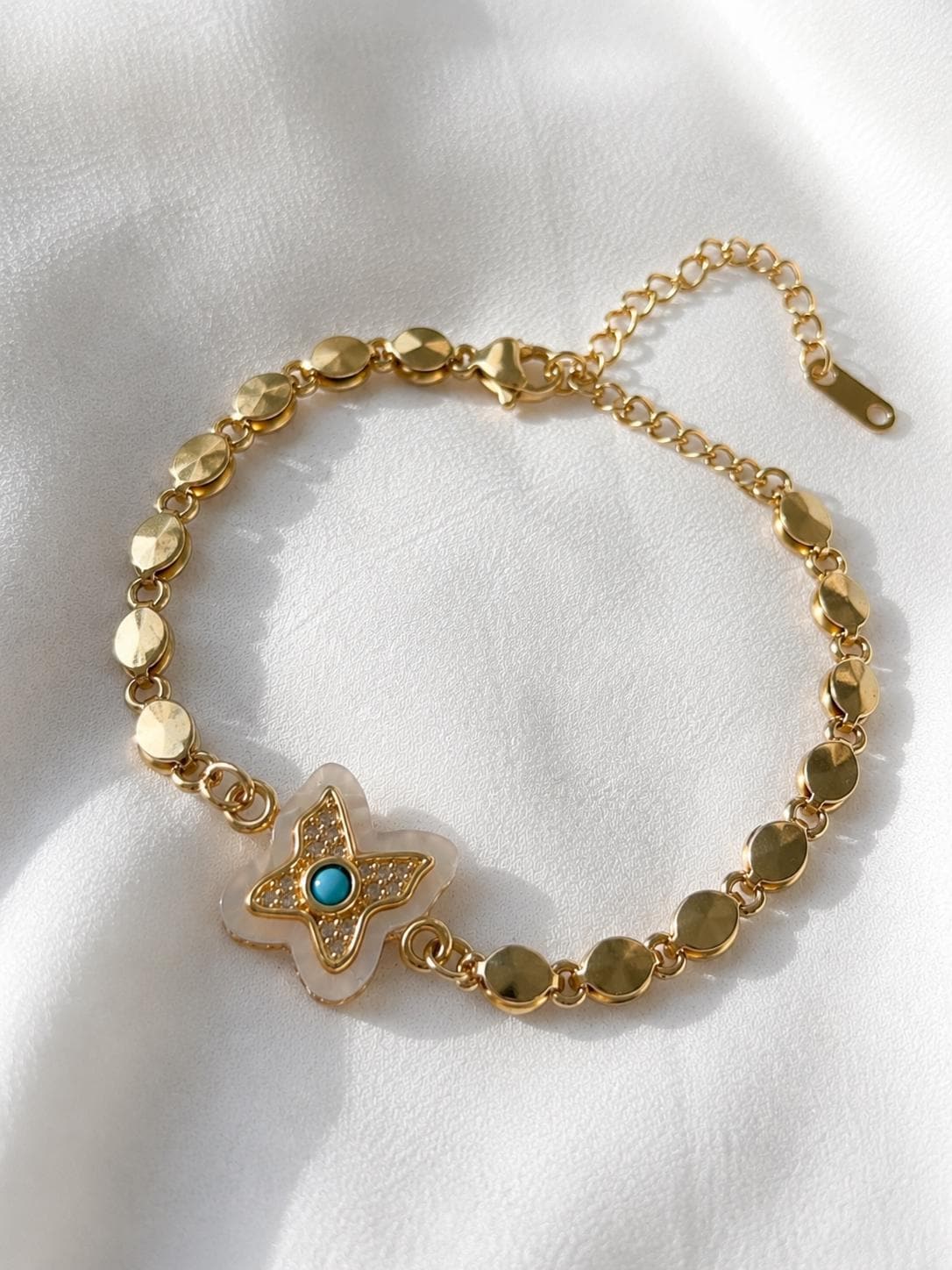 Gold Butterfly Bracelet, Mother of Pearl Bracelet, Waterproof Bracelet, Non Tarnish Jewelry, Dainty Gold Bracelet Gift for Her