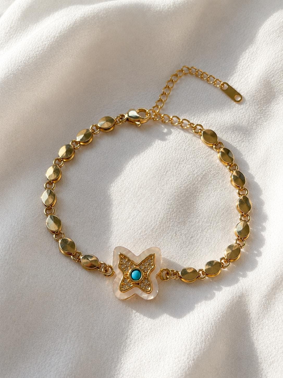 Gold Butterfly Bracelet, Mother of Pearl Bracelet, Waterproof Bracelet, Non Tarnish Jewelry, Dainty Gold Bracelet Gift for Her
