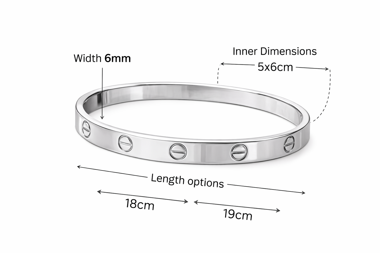 Love Bangle Bracelet 6mm – Stainless Steel – Luxury Style Gift for Her